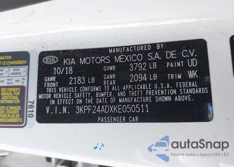 2019 Kia Forte Lxs из США, поврежденный, VIN 3KPF24ADXKE050511